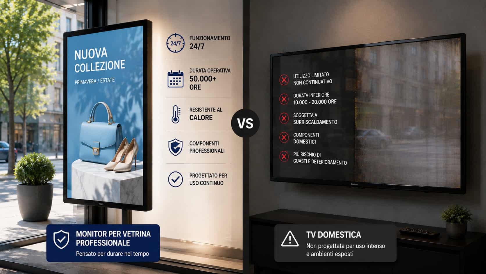 Un display professionale è progettato per durare Il monitor per negozi è progettato per durare