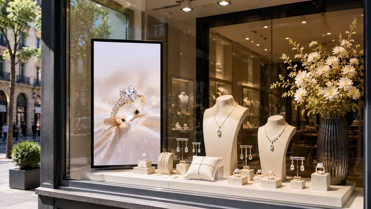 Come il digital signage valorizza una vetrina gioielleria
